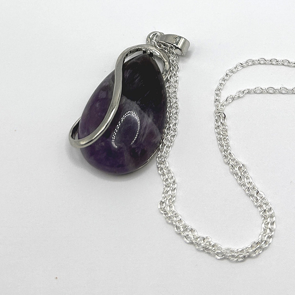 Purple Wrapped Teardrop Pendant Necklace
