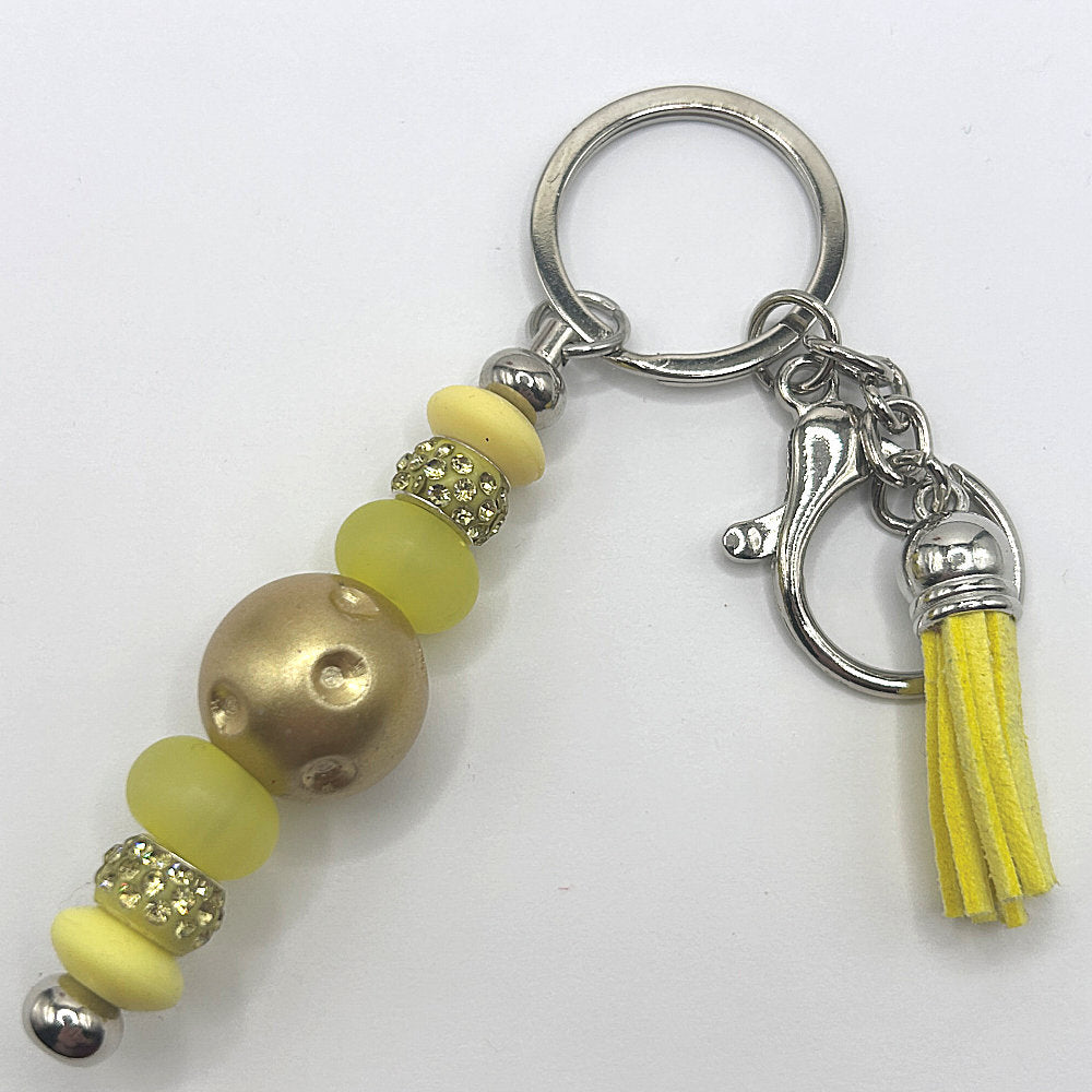 Yellow Silicone and Golden Chunk Keyring