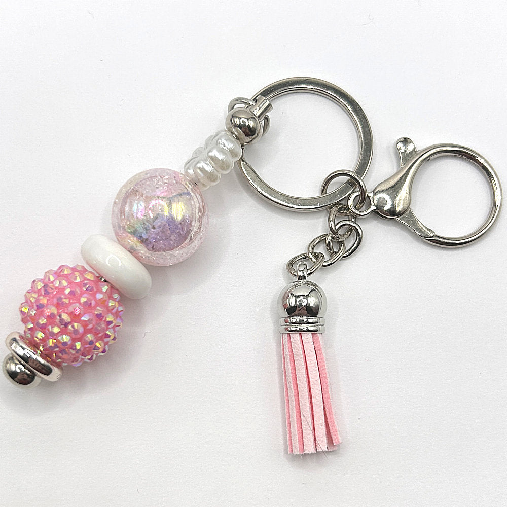 Sparkly Pink and Iridescent Keyring