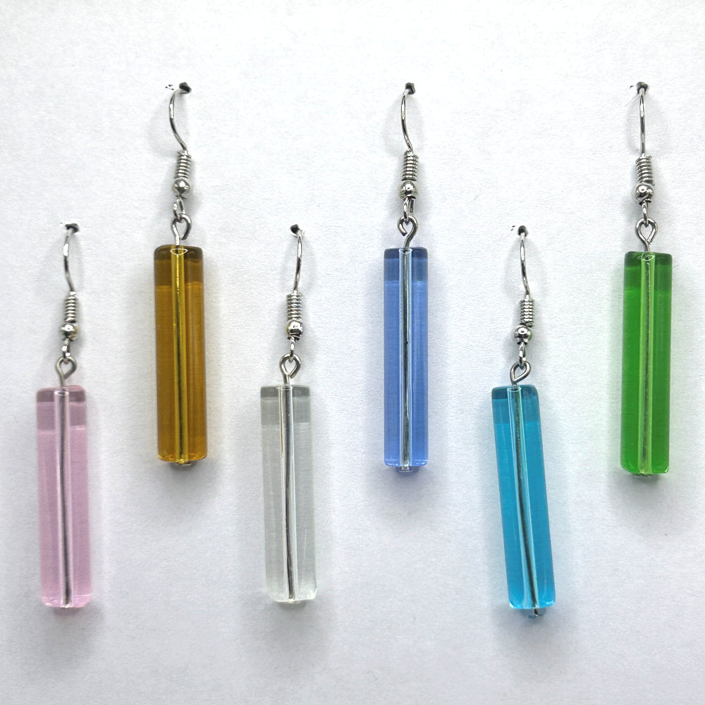 Glass Tube Dangle Earrings