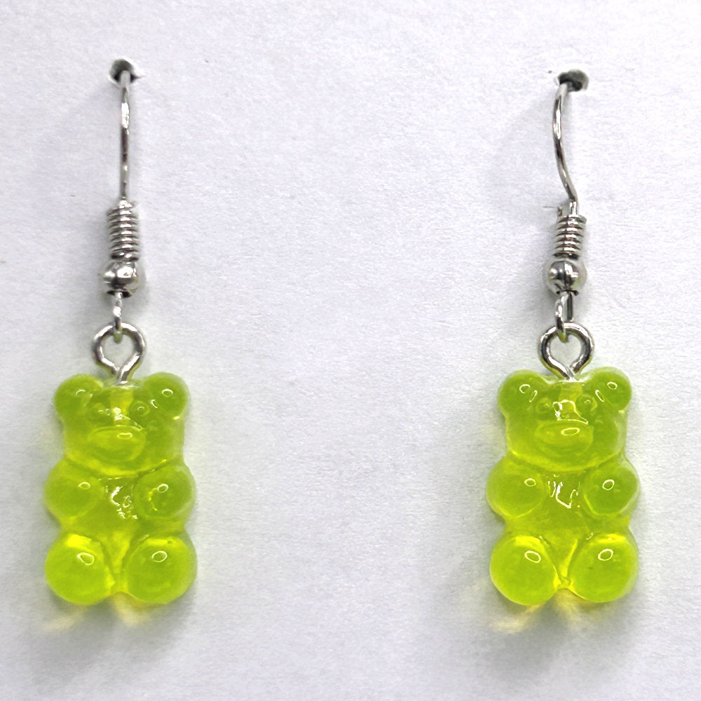 Neon Yellow-Green Gummy Bear Earrings