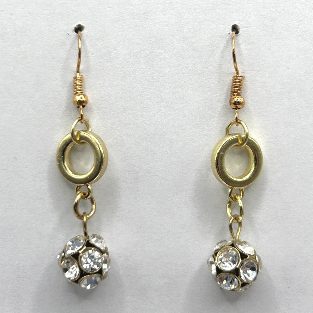 Golden Sparkle Ball Dangle Earrings