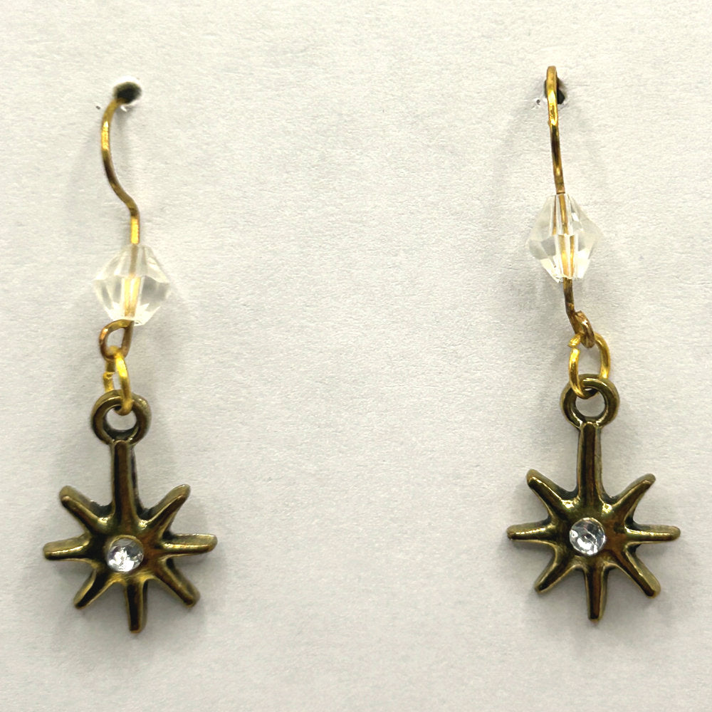 Brass Star Sparkle Earrings