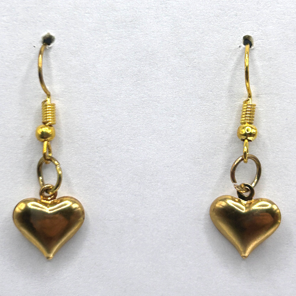 Tiny Gold Puffy Heart Earrings