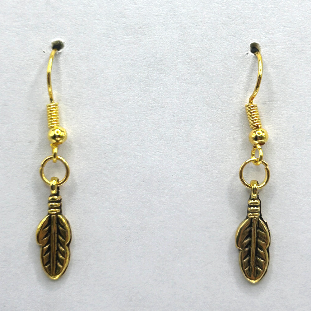 Small Golden Feather Earrings