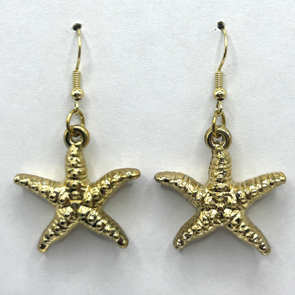 Brassy-Gold Starfish Earrings