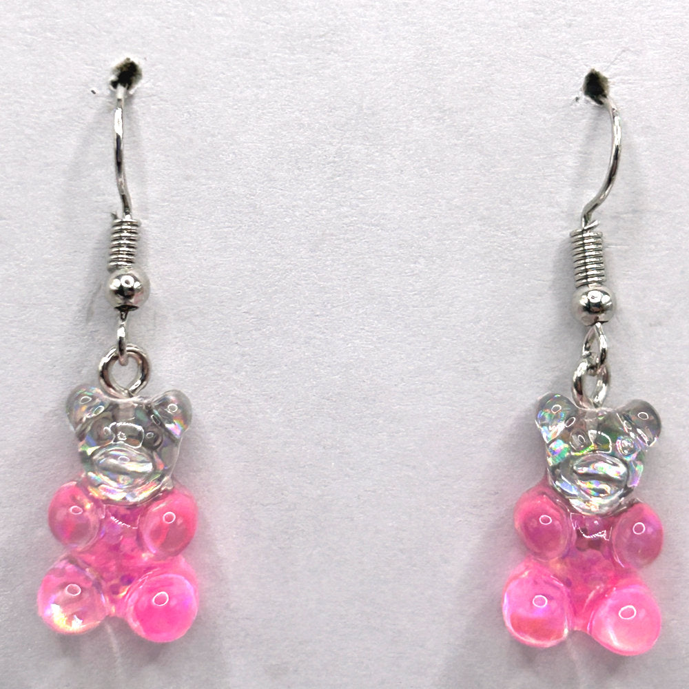 Clear and Pink Gummy Bear Earrings