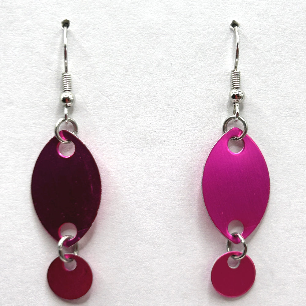 Metallic Pink Oval Drop Earrings