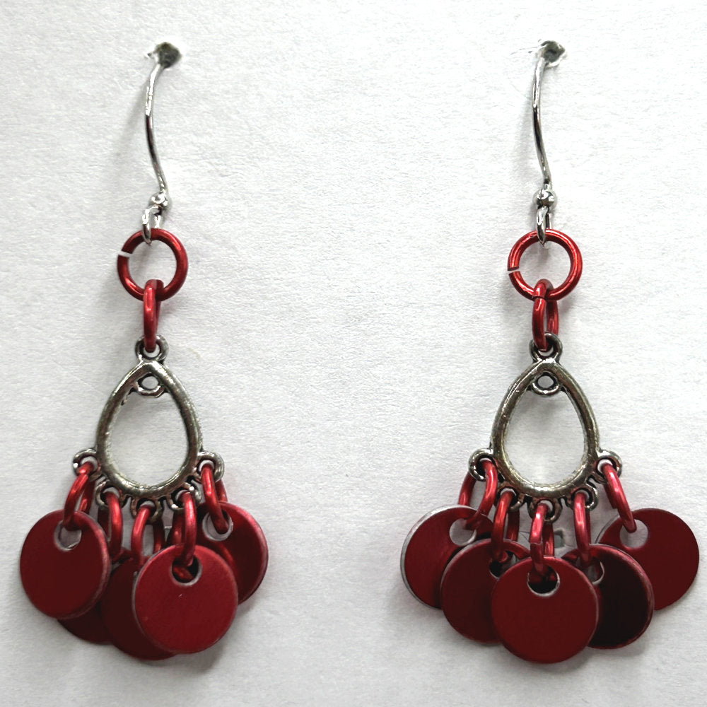 Red Shaggy Tag Earrings