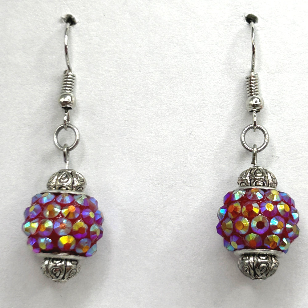 Red Disco Ball Earrings