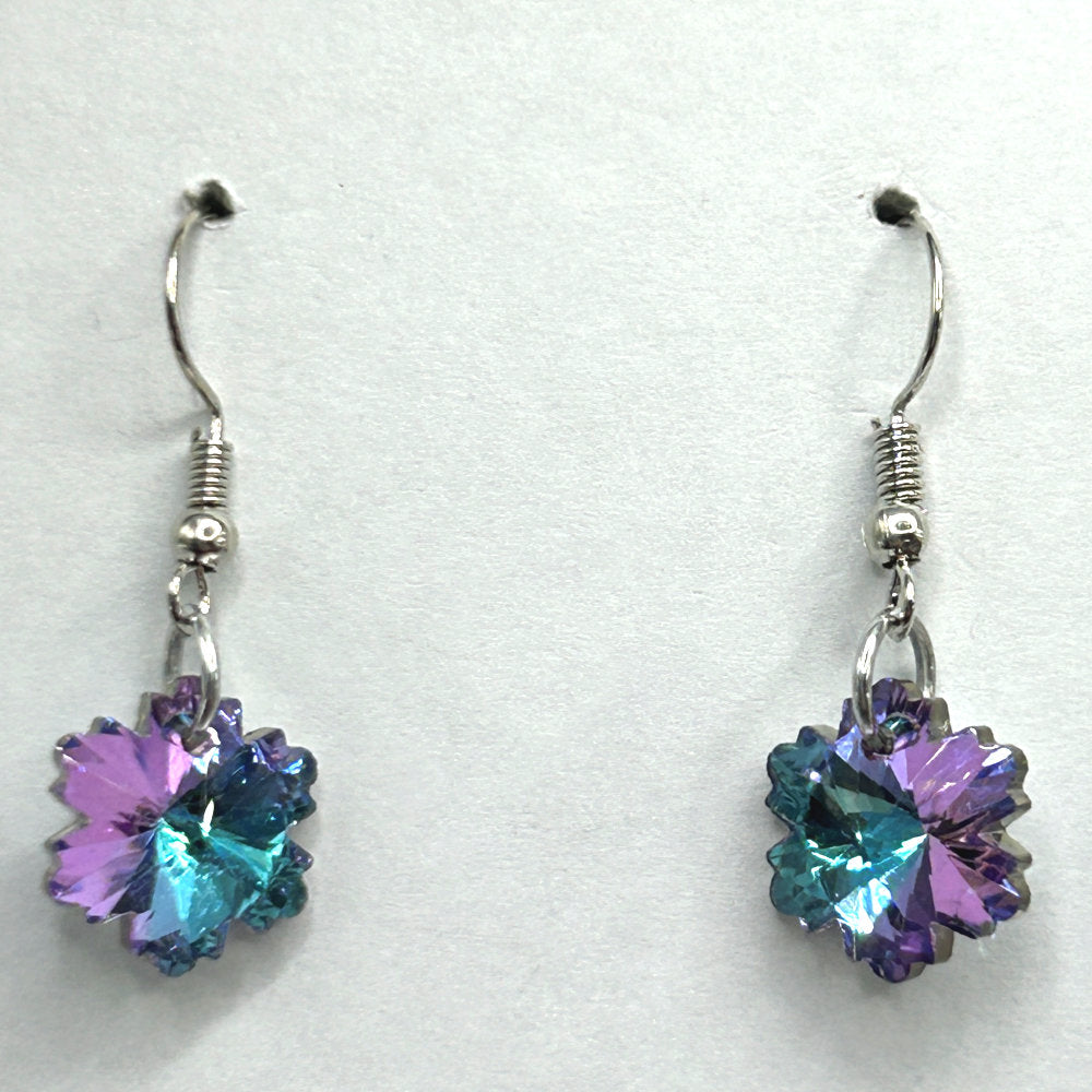 Blue-Purple Snowflake Sparkle Earrings