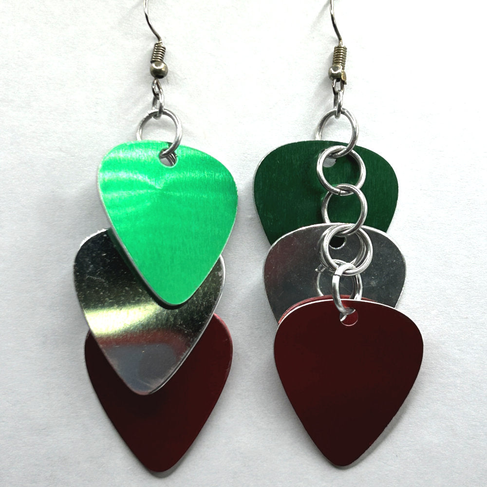 Christmas Guitar Pick Earrings