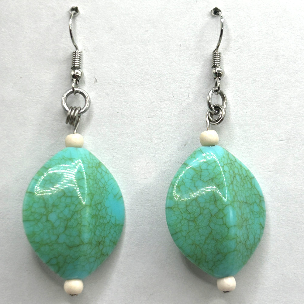 Chunky Faux Turquoise Oval Earrings