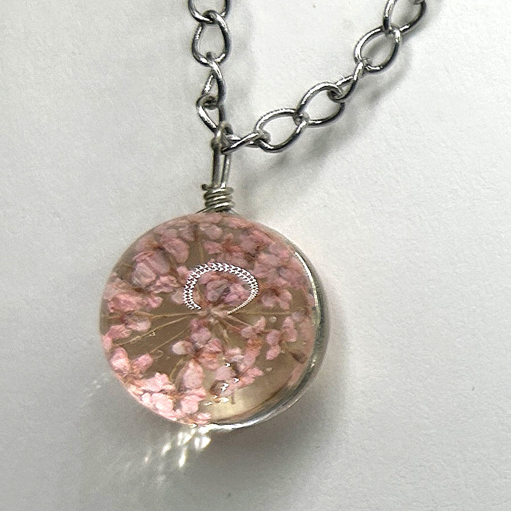 Flower Wisp Embedded Glass Pendant