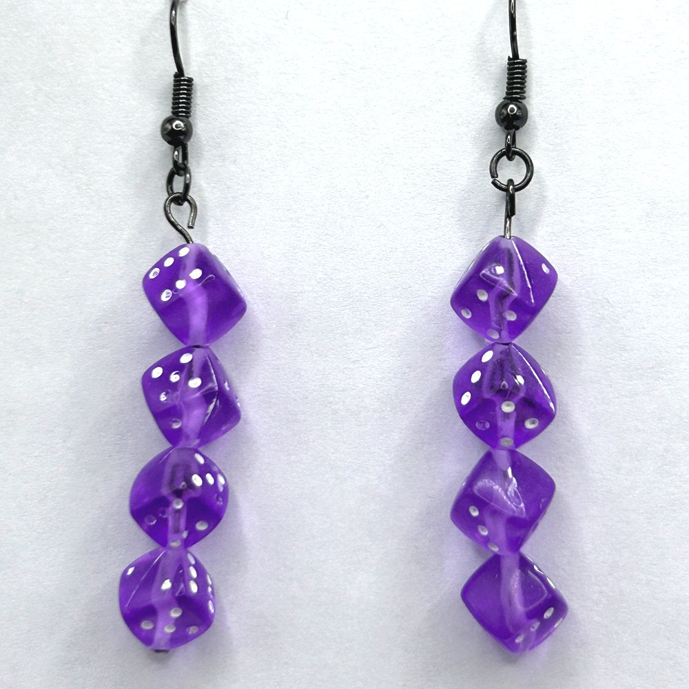 Purple Quad Dice Earrings