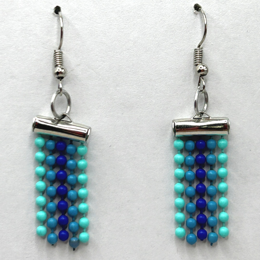 Mixed Blue Ball Chain Earrings