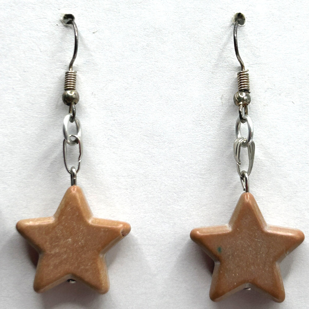 Brown Resin Star Earrings