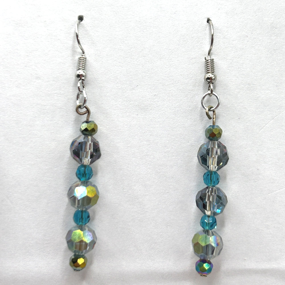 Smoke and Blue Dangle Earrings