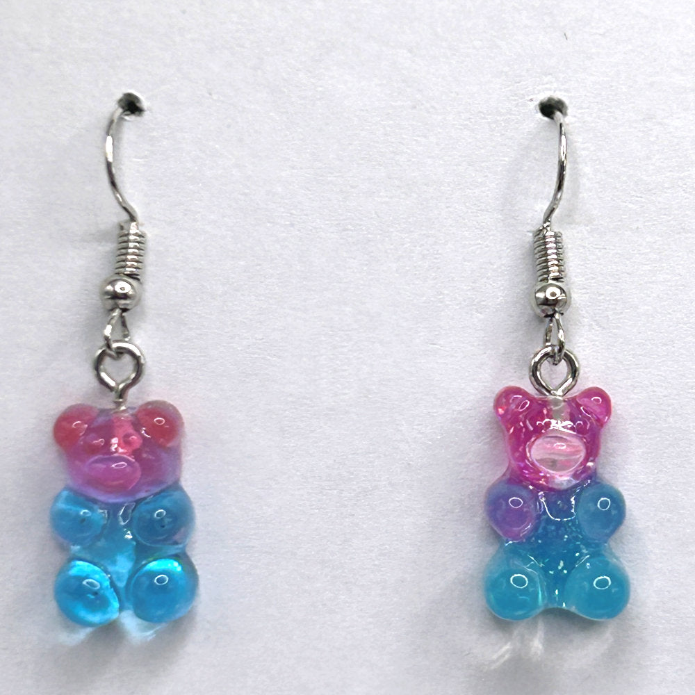 Light Pink and Bright Blue Gummy Bear Earrings