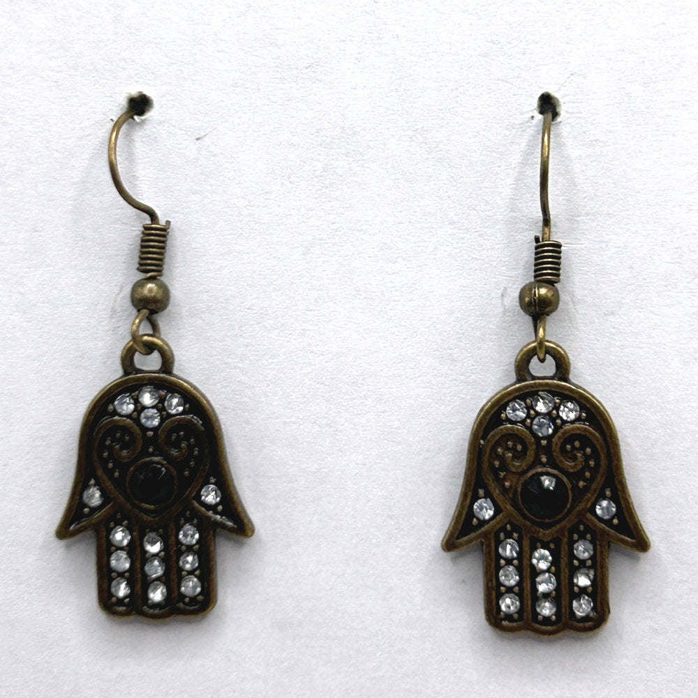 Bronze Hamsa Hand Earrings