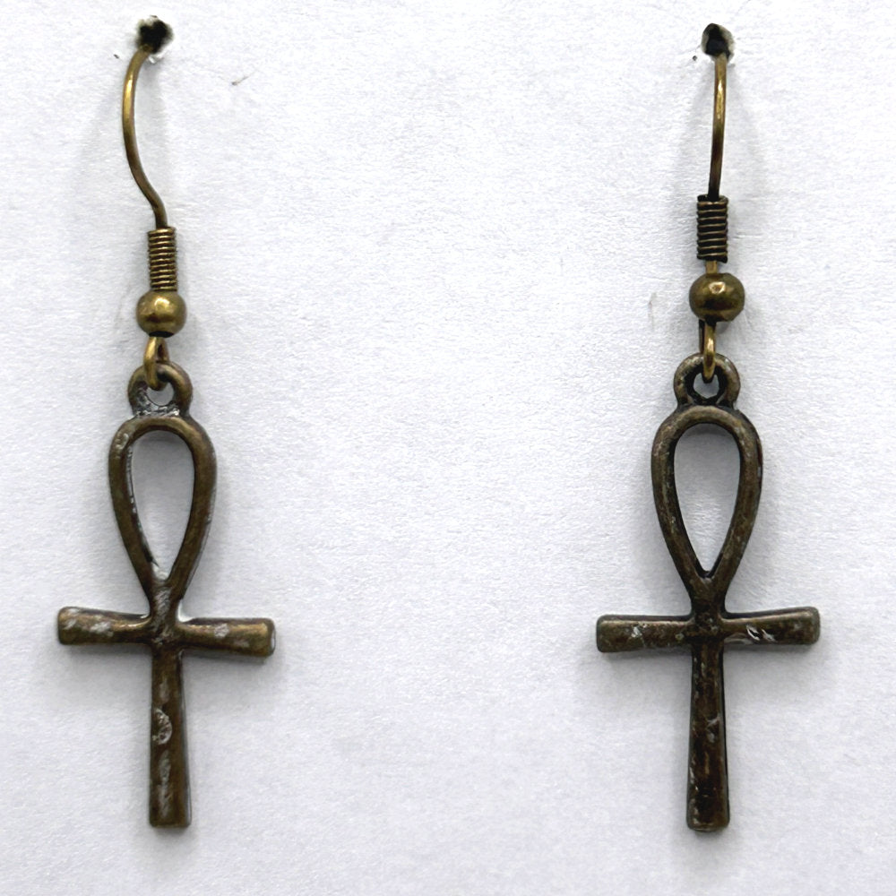 Bronze Ankh Earrings