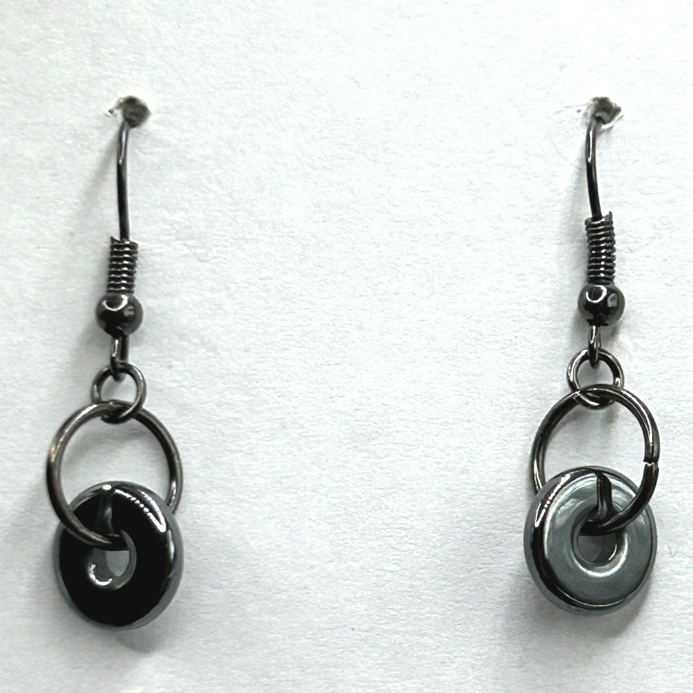 Faux Hematite Ring Earrings