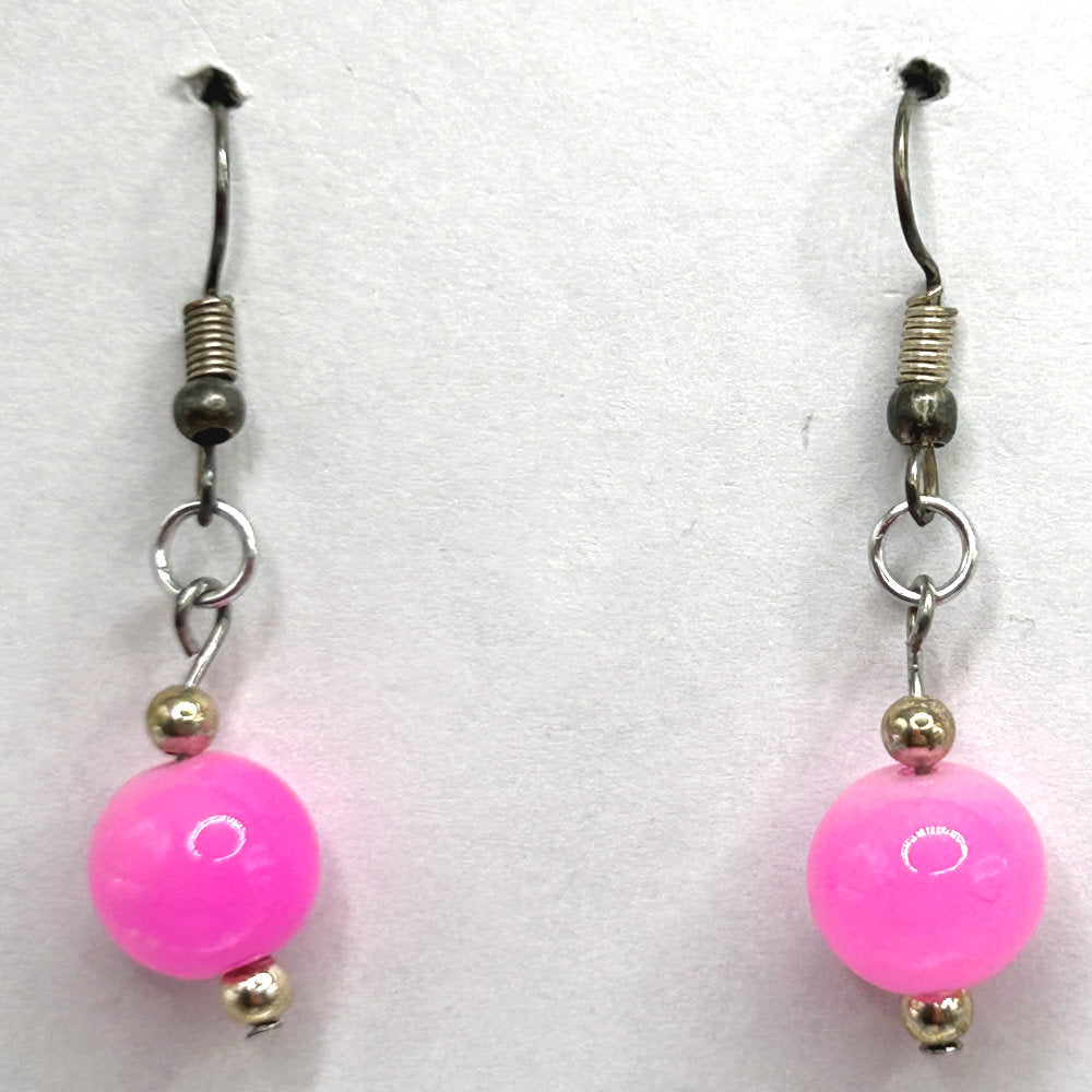 Small Pink Ball Drop Earrings
