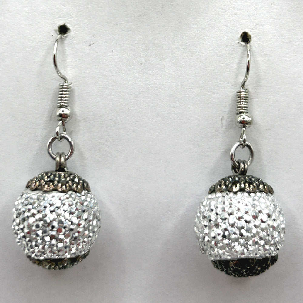 Sparkle White Ball Earrings