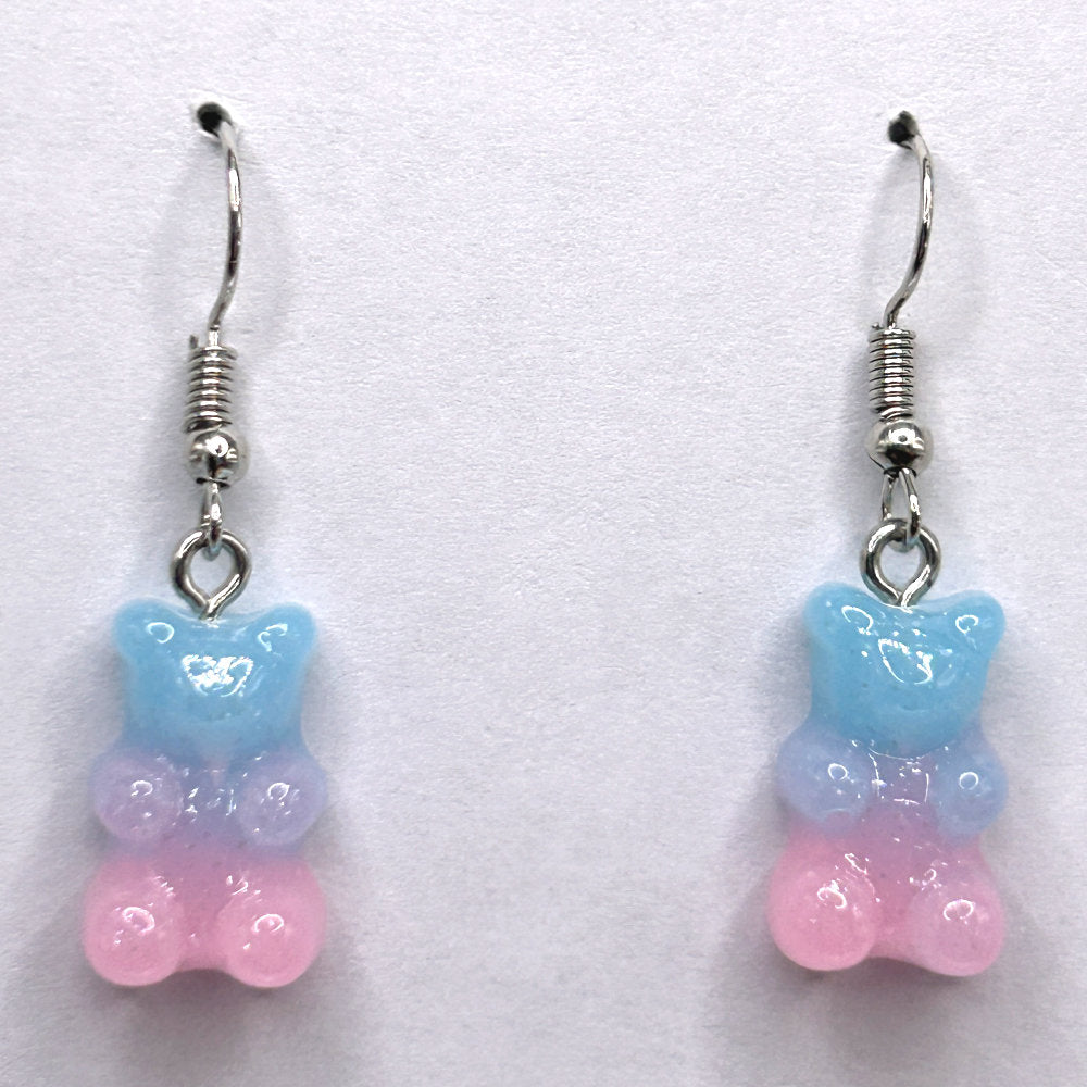Baby Blue and Pink Gummy Bear Earrings