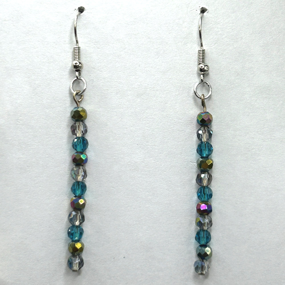 Long Blue Sparkly Dangle Earrings