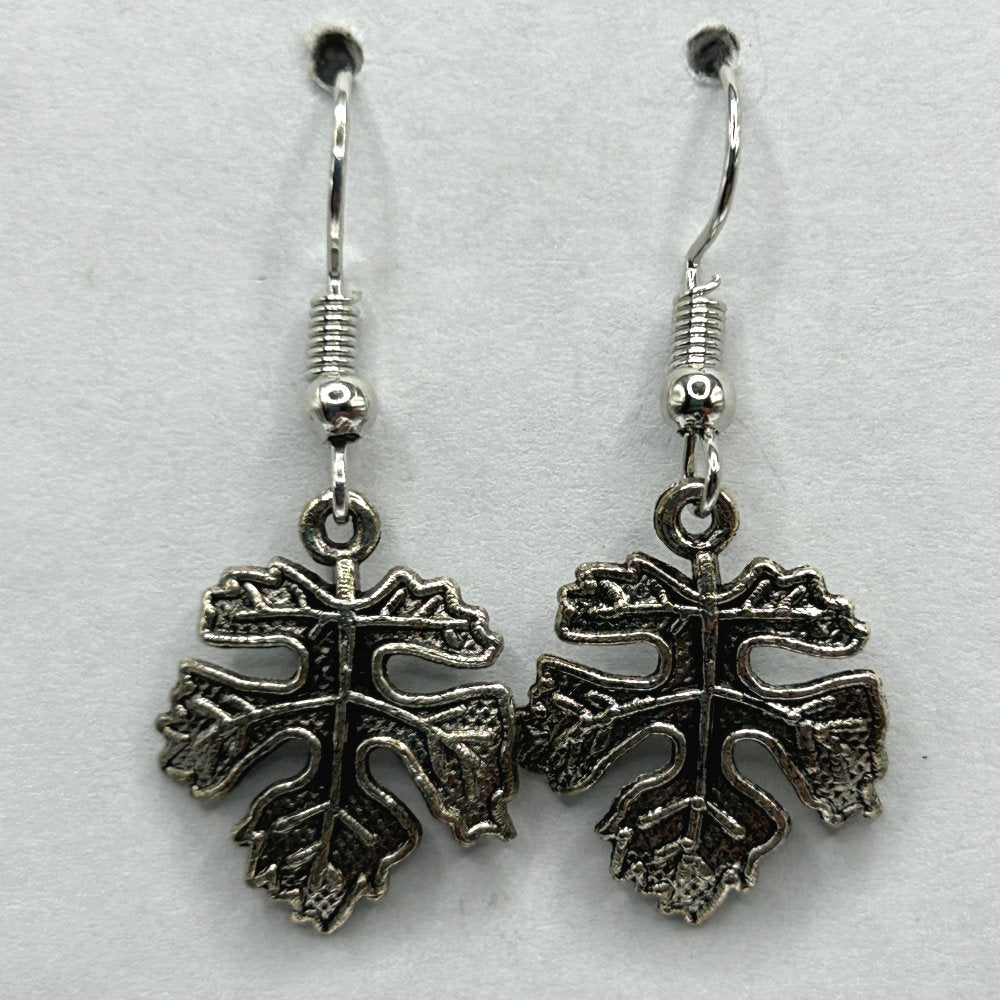 Ornate Silver-Colored Leaf Earrings