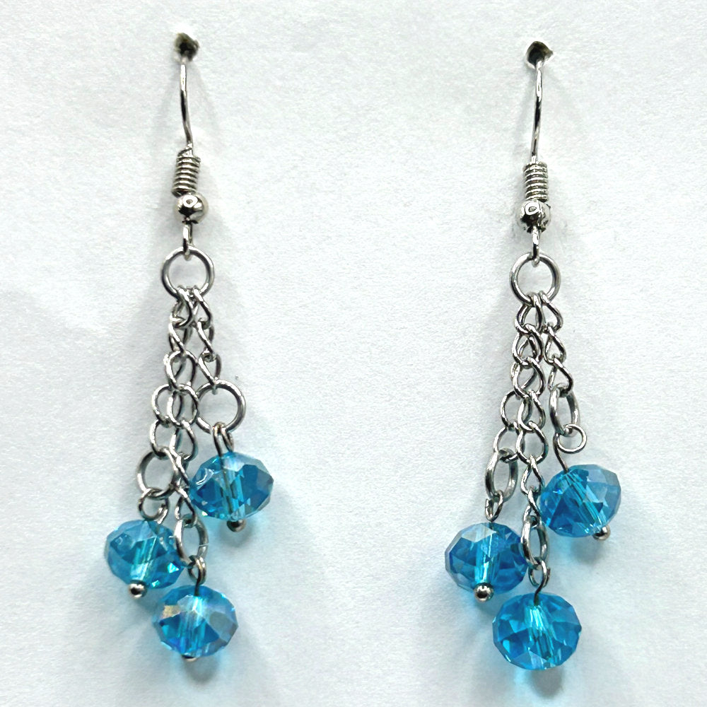 Light Blue Crystal Drop Earrings