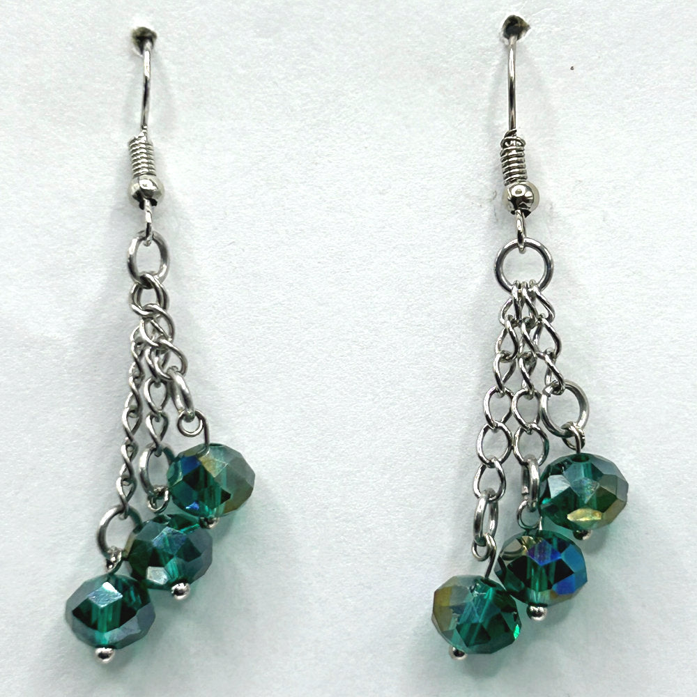 Green Crystal Drop Earrings