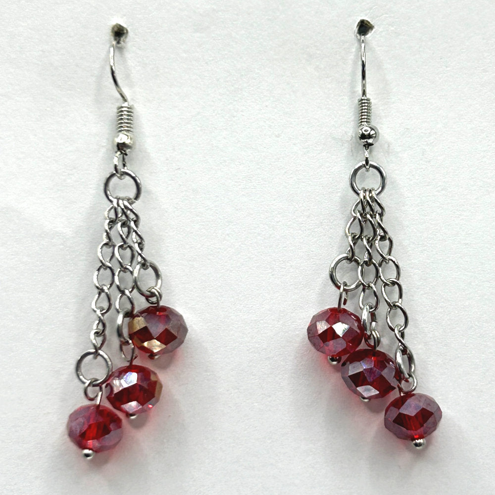 Red Crystal Drop Earrings