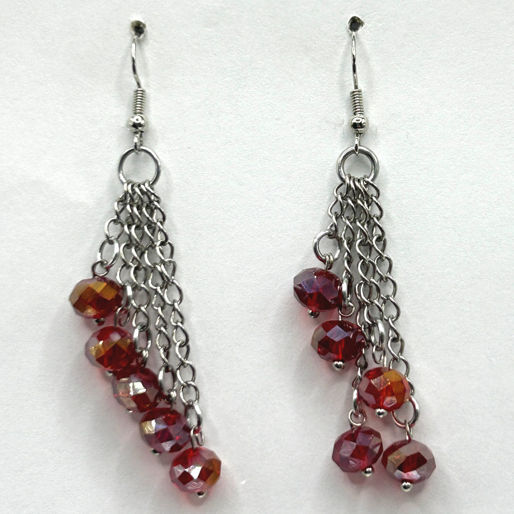 Red Crystal Dangle Earrings