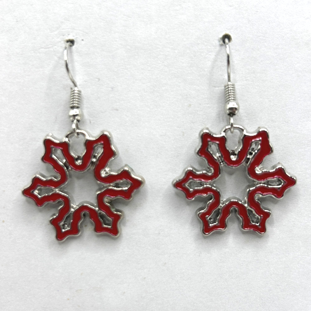 Red Enamel Snowflake Earrings