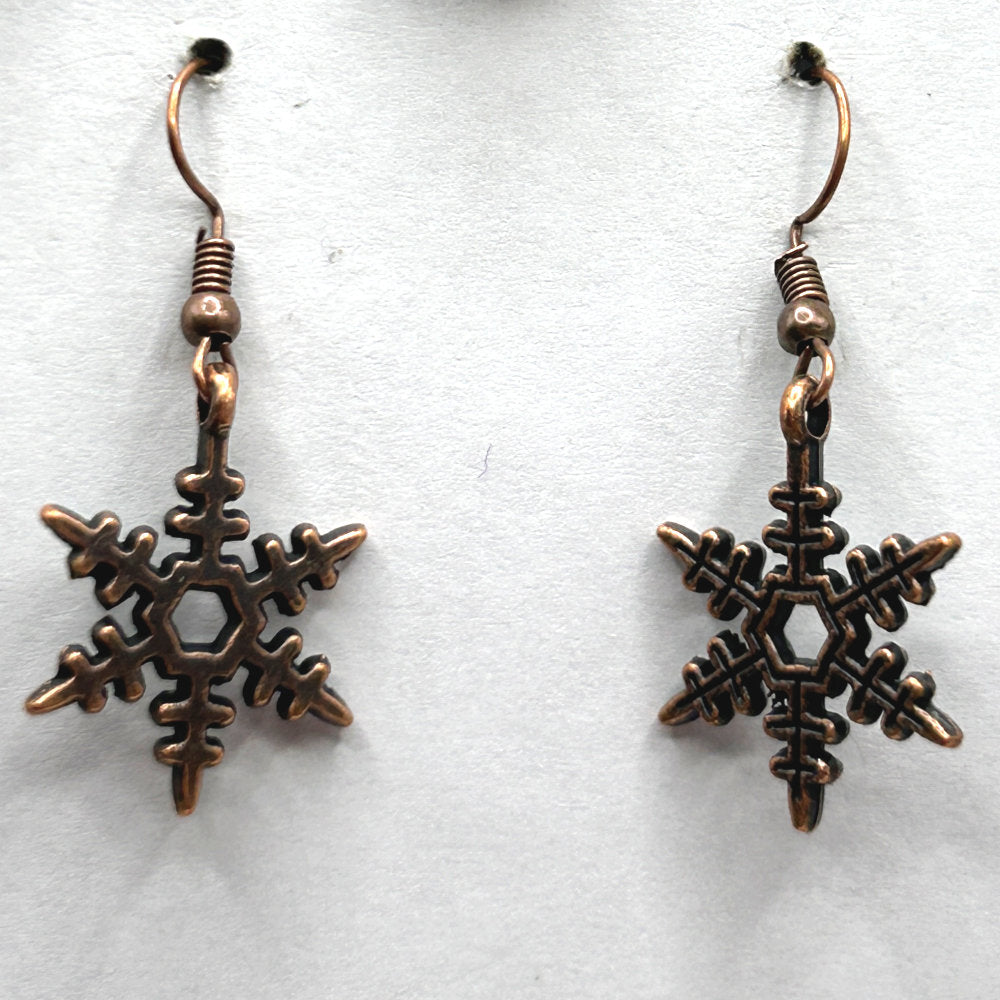 Copper Snowflake Earrings
