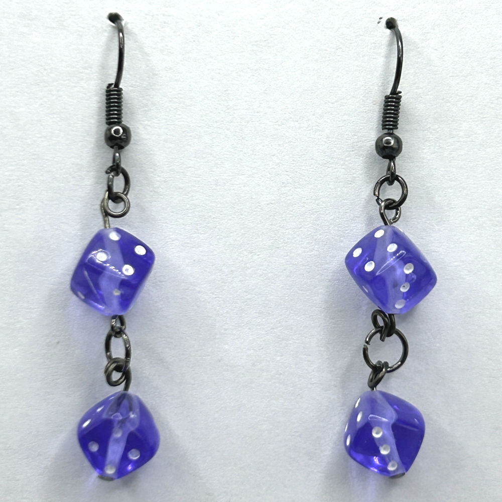 Double Violet Dice Earrings