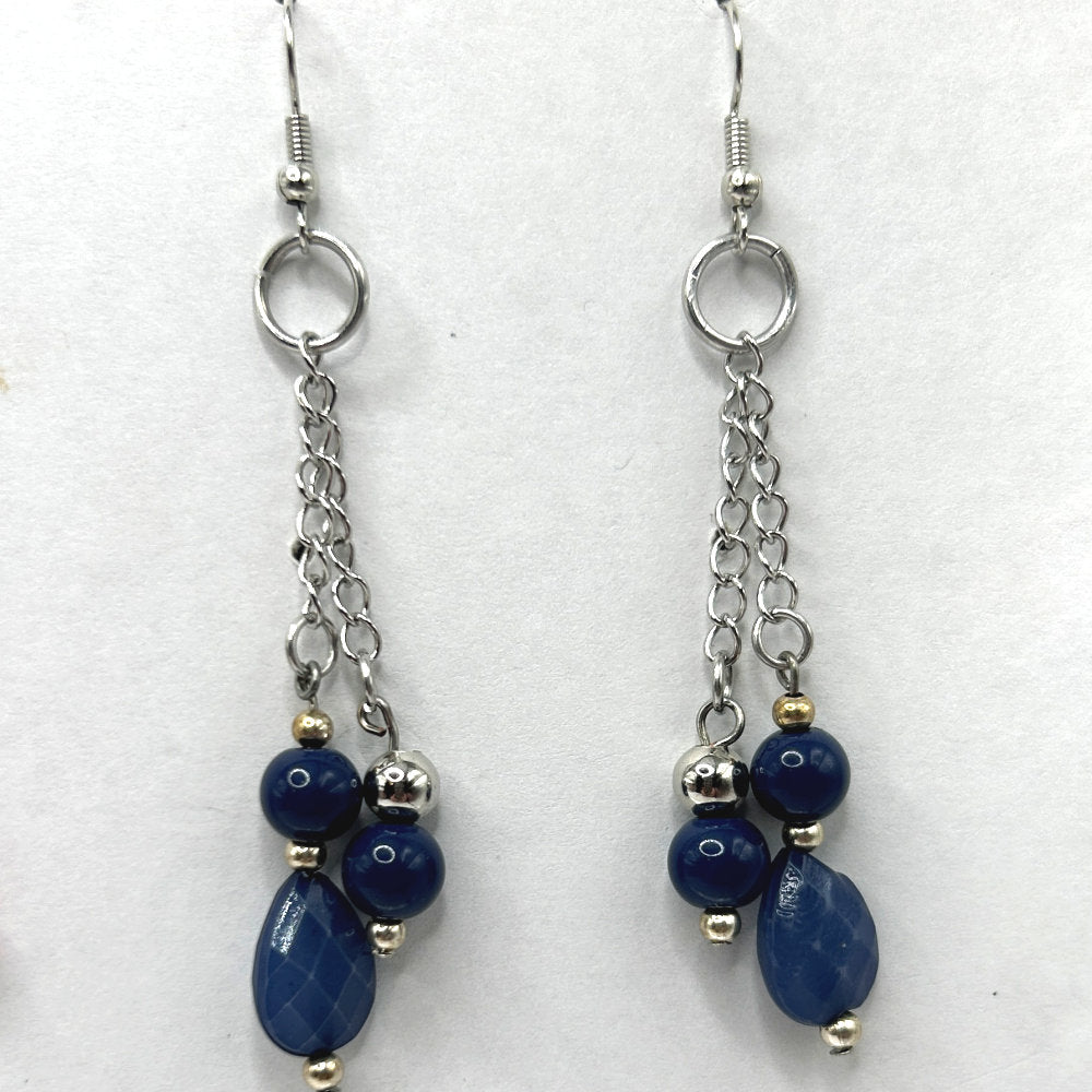 Long Blue Dangle Earrings
