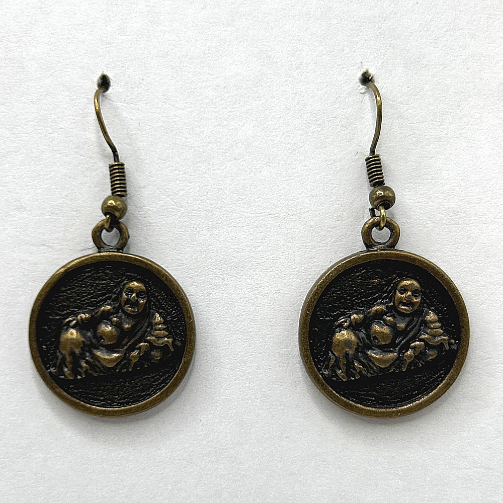 Bronze Resting Buddha Earrings