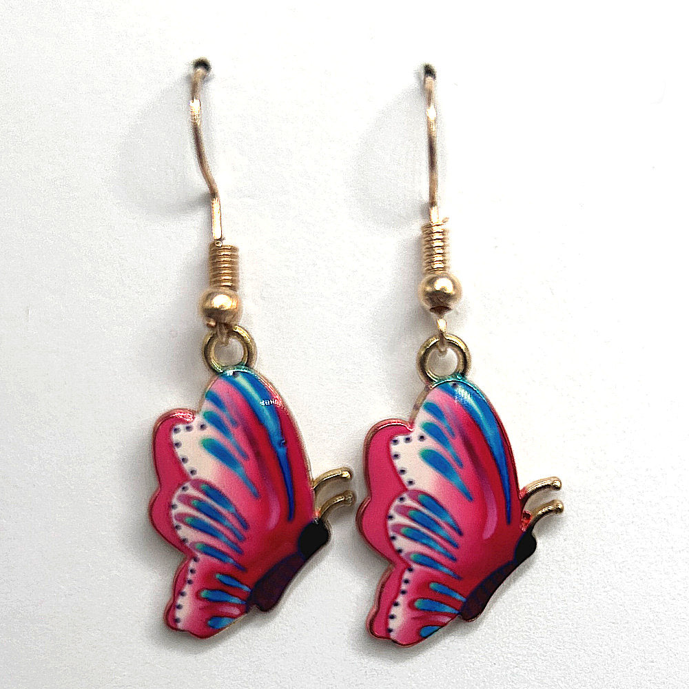 Pink and Blue Multi Butterfly Earrings