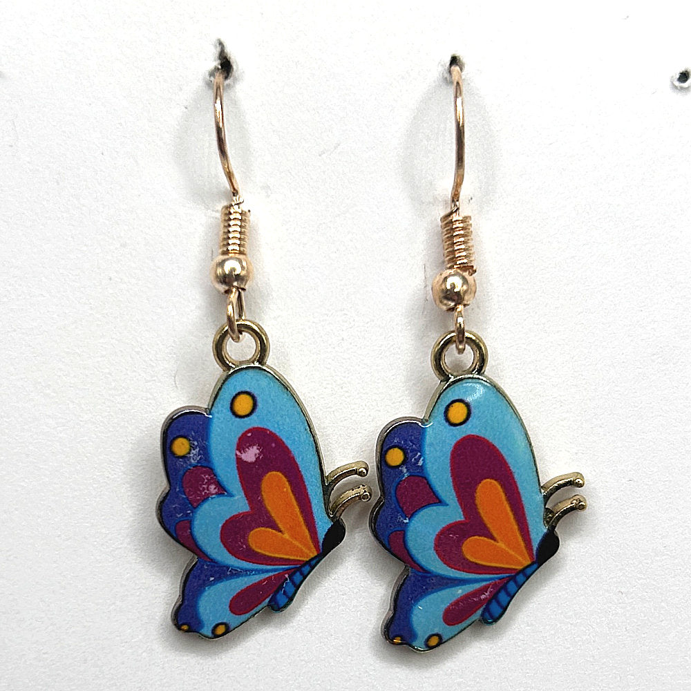 Blue and Orange Multi Butterfly Earrings