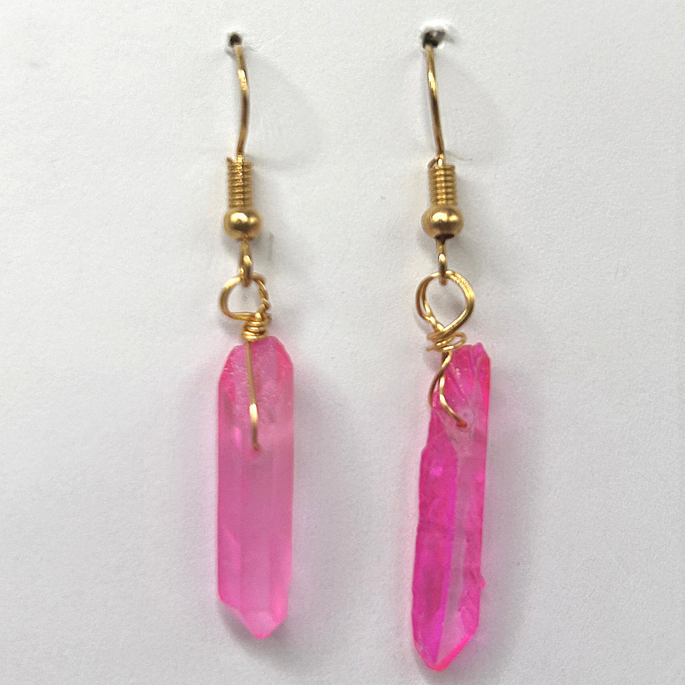 Pink Quartz Spike Earrings