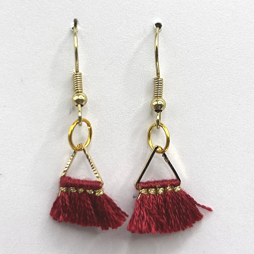 Triangle Red Tassel Earrings
