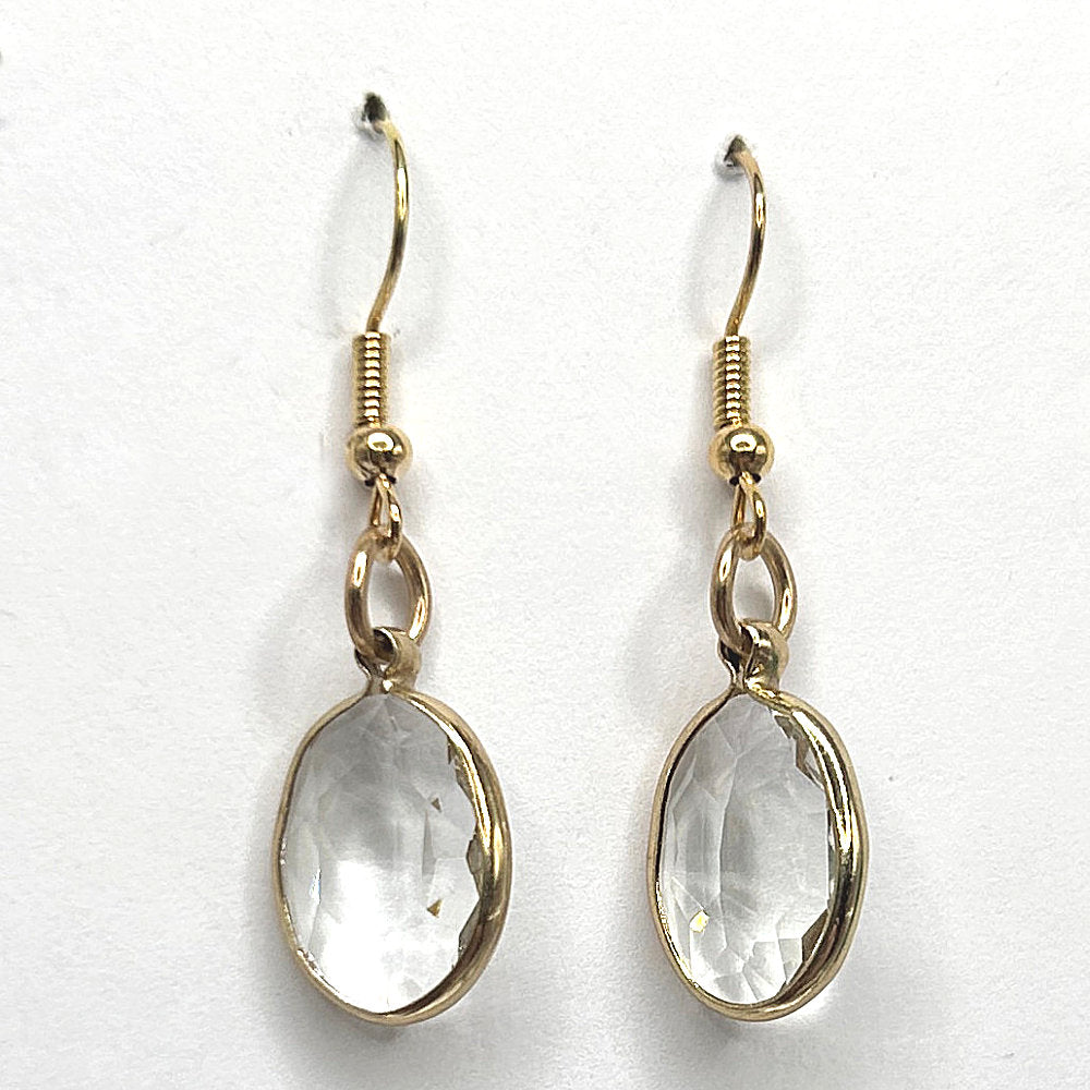 Clear Glass Oval Drop Earrings