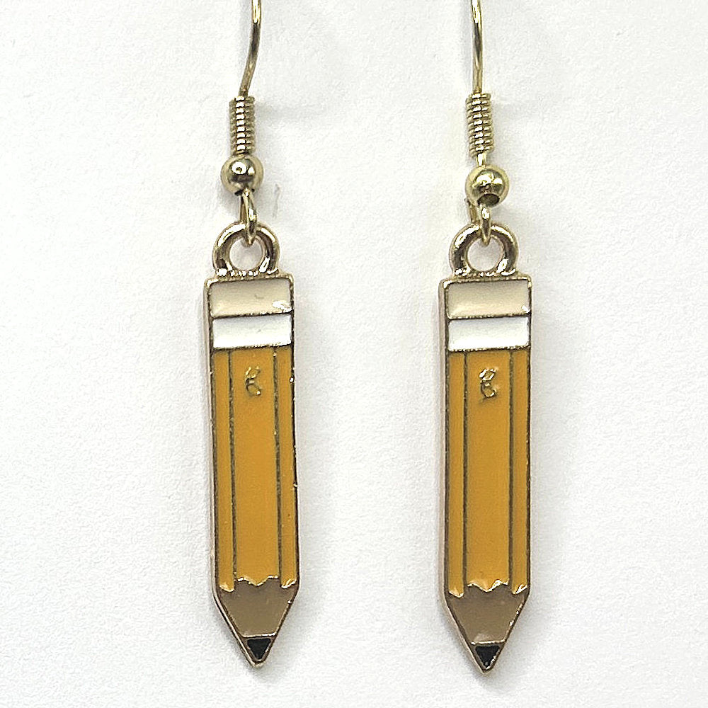 Yellow Student Pencil Earrings