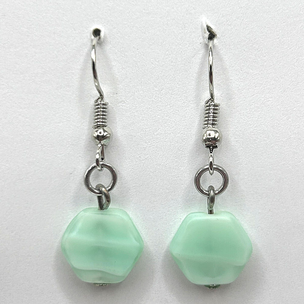 Mint Green Hexagonal Drop Earrings