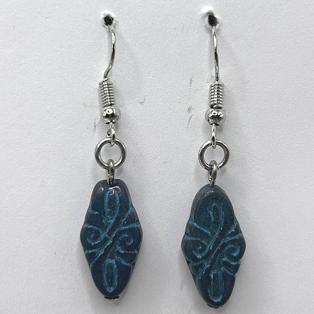 Blue Arabesque Drop Earrings