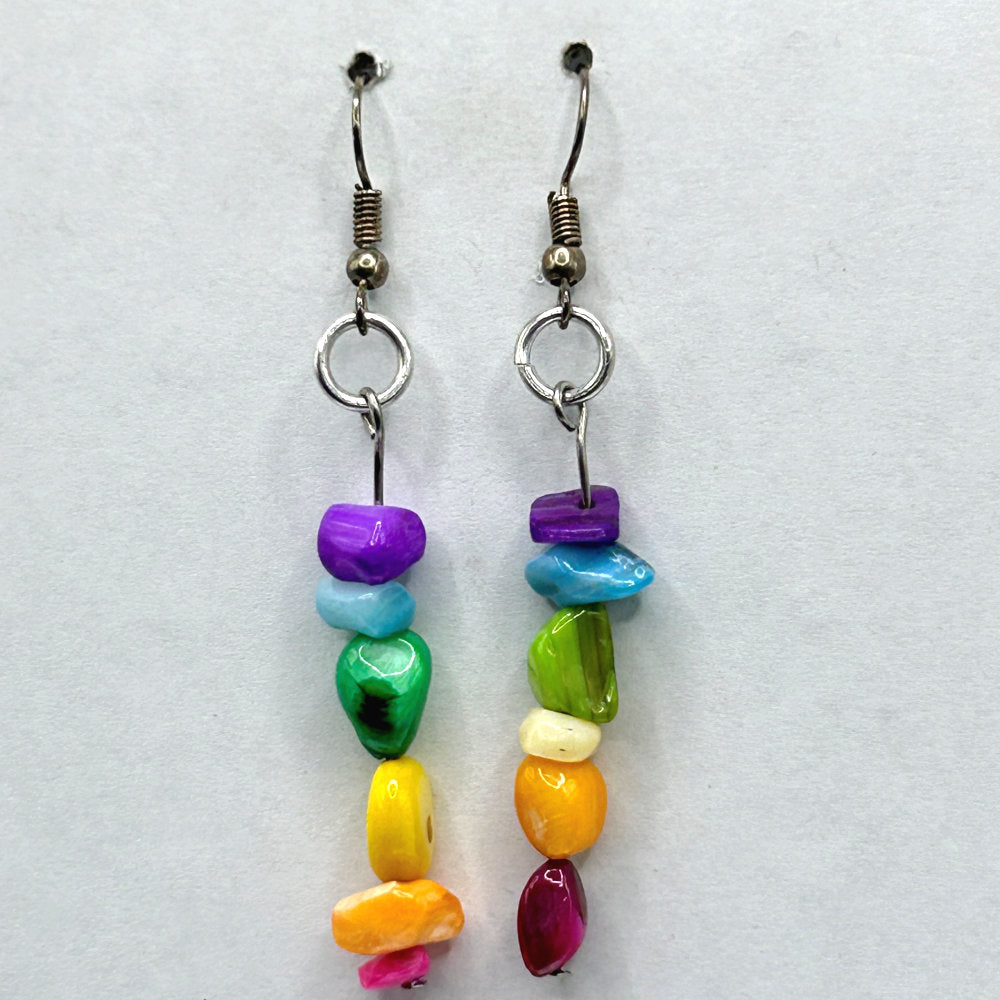 Rainbow Glass Chip Earrings