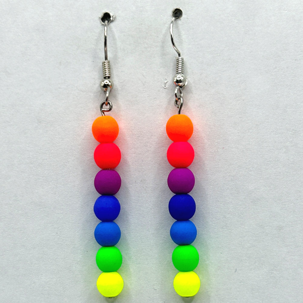 Neon Rainbow Ball Drop Earrings